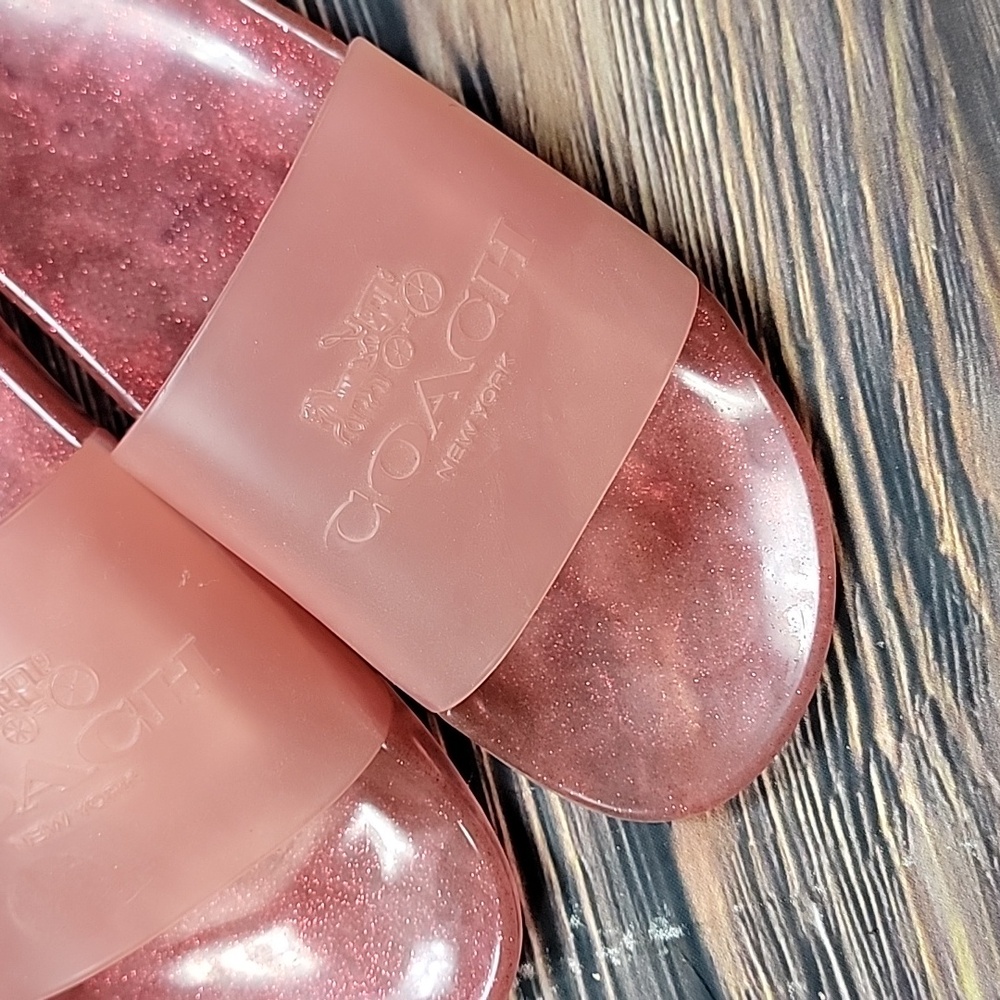 Coach Women's Size 8 Pink Jelly Slide Sandals - Picture 2 of 3